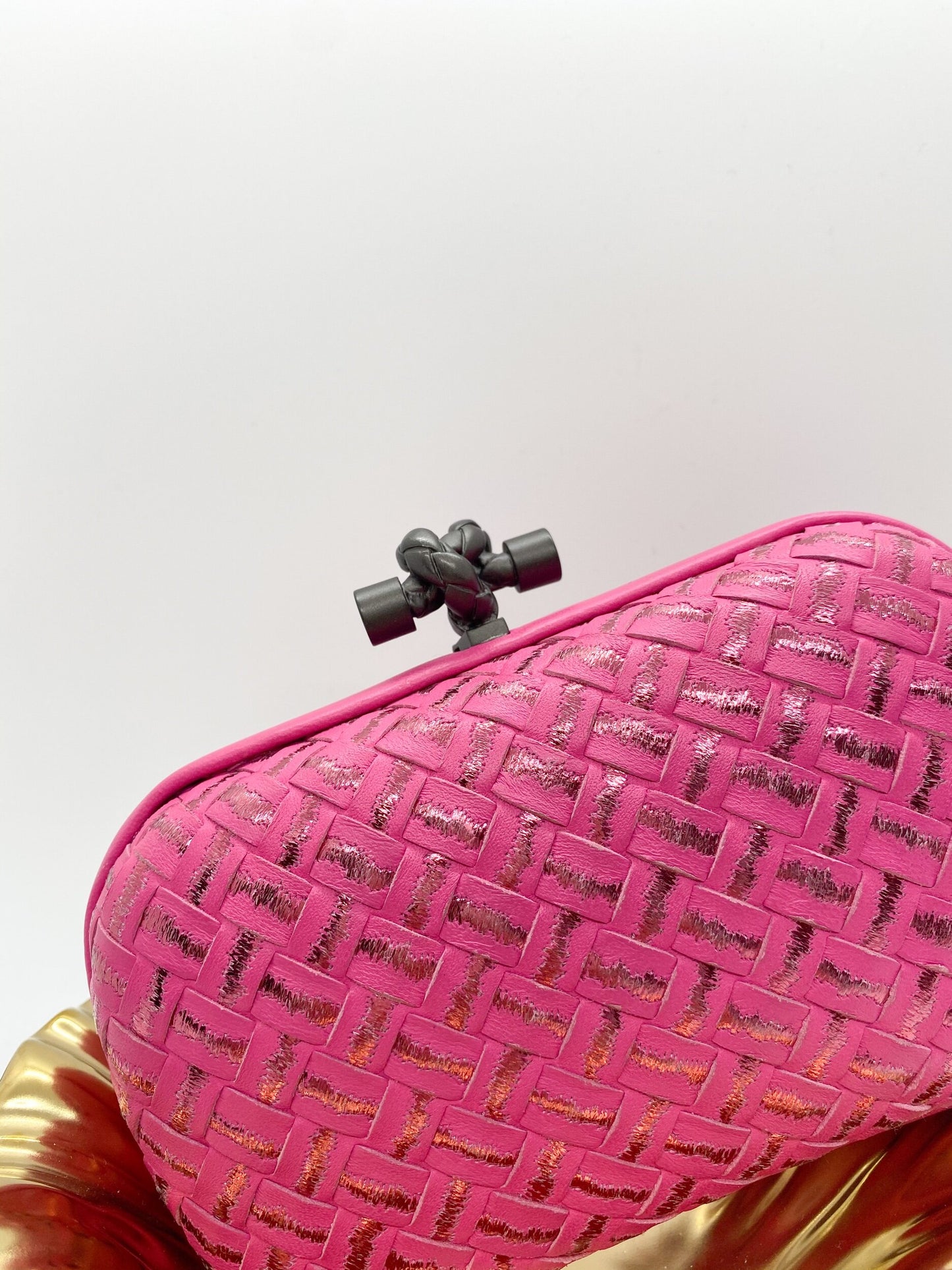 Bottega Veneta Hot Pink Knot Clutch