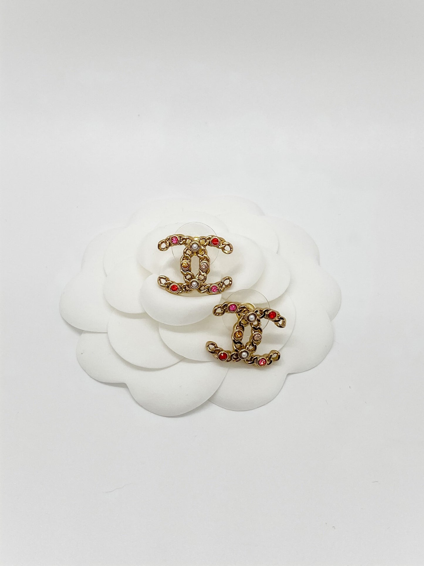 Chanel CC Logo Stud Earrings