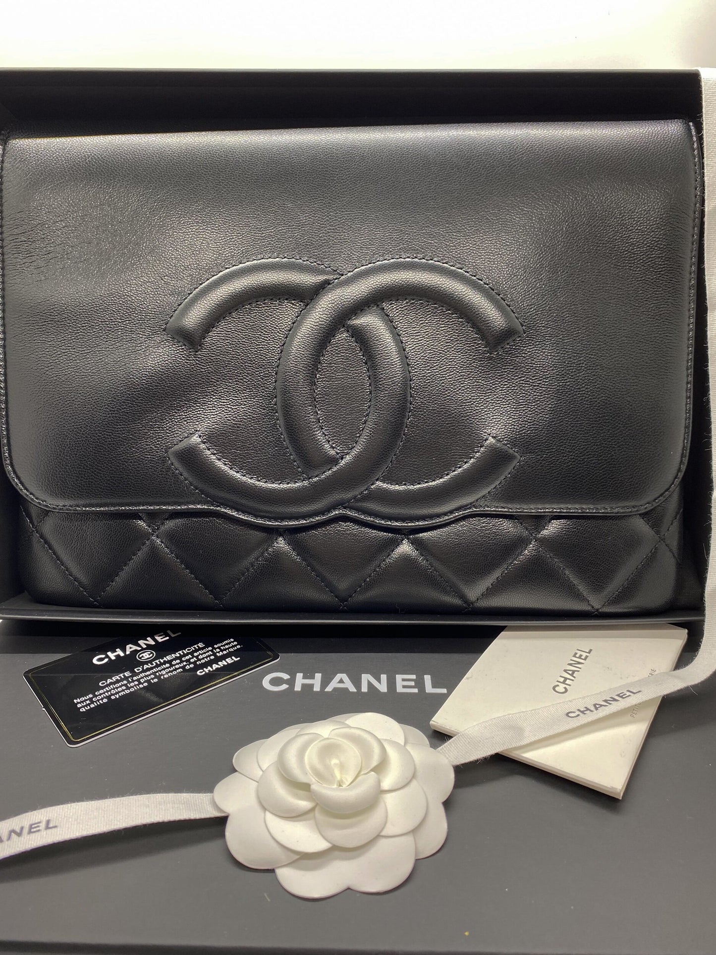 Chanel Black Lambskin Clutch