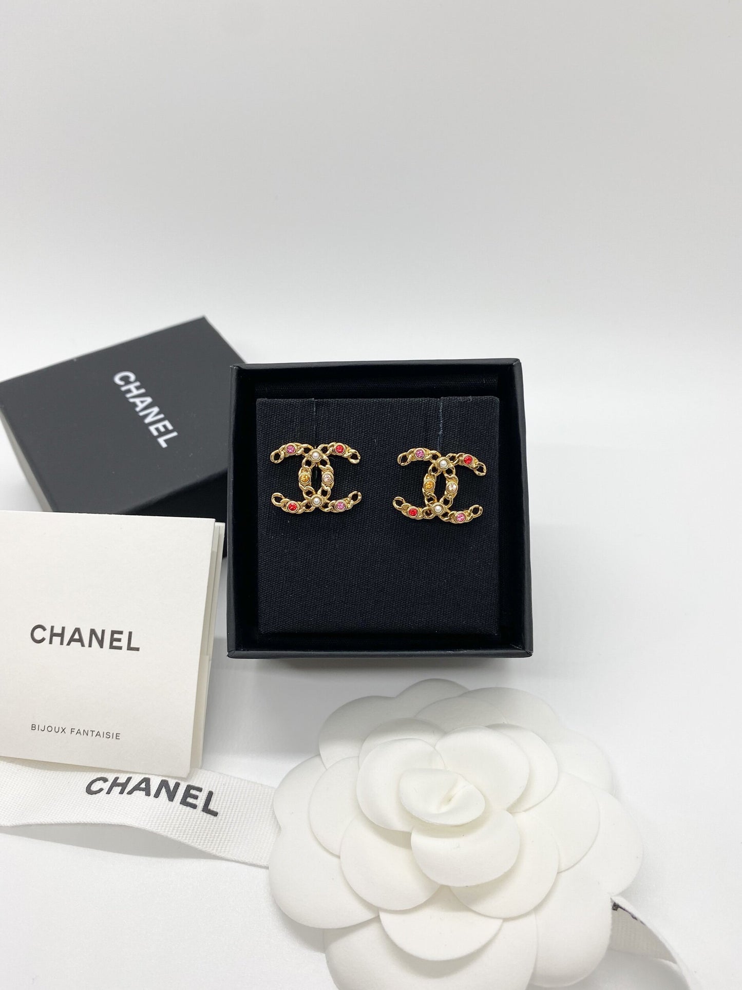 Chanel CC Logo Stud Earrings