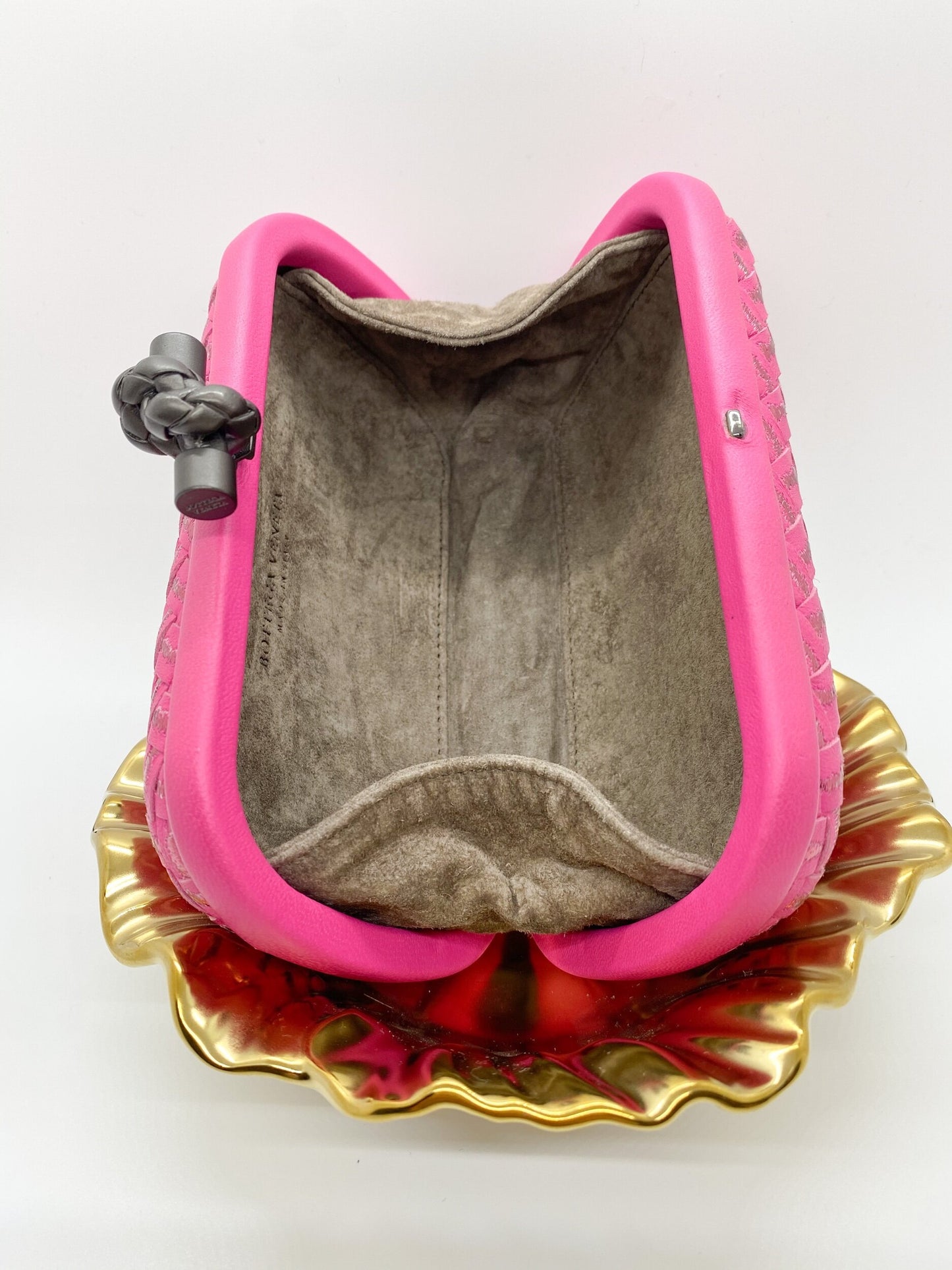 Bottega Veneta Hot Pink Knot Clutch