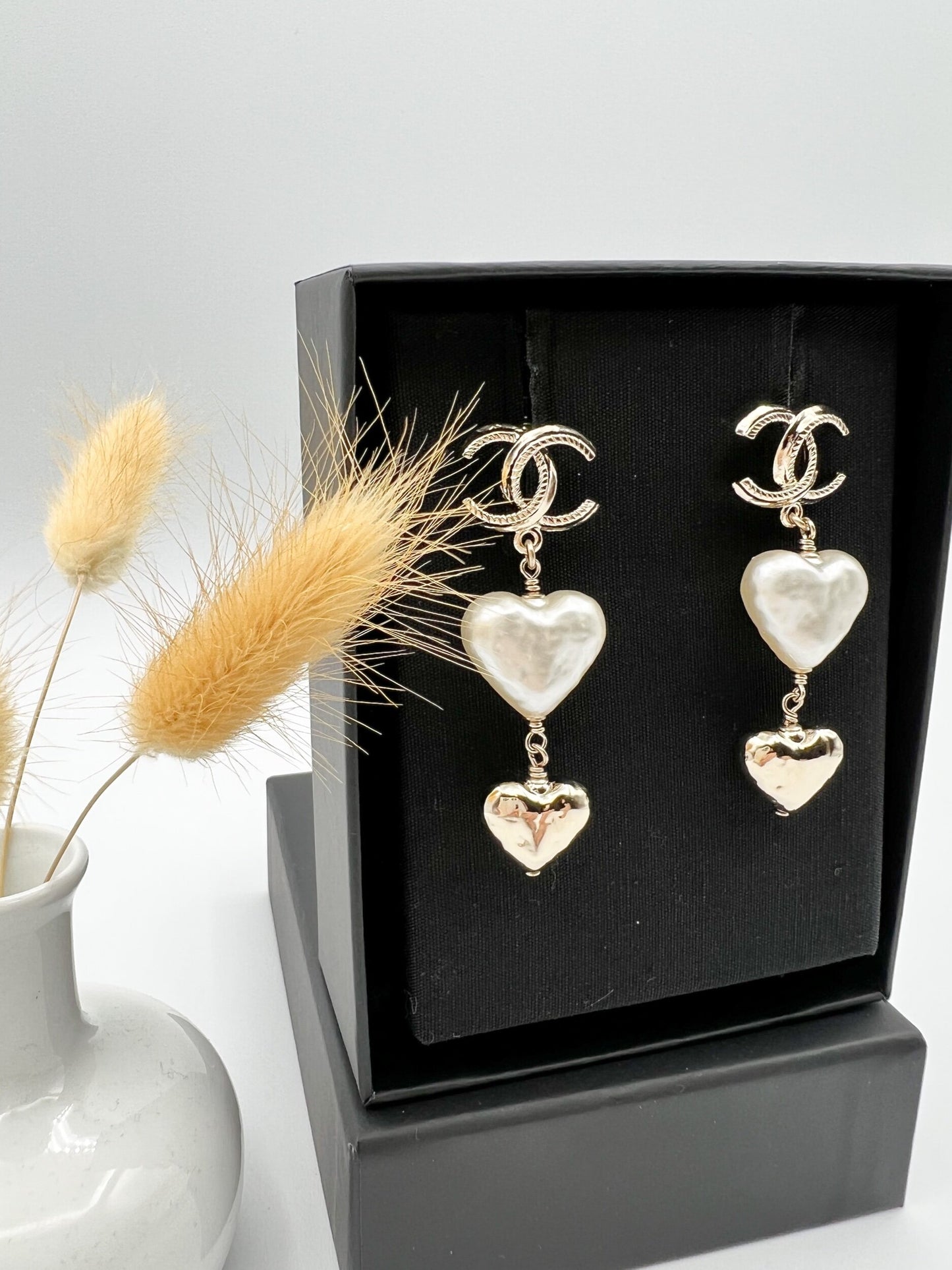 Chanel CC Hearts Dangling Earring