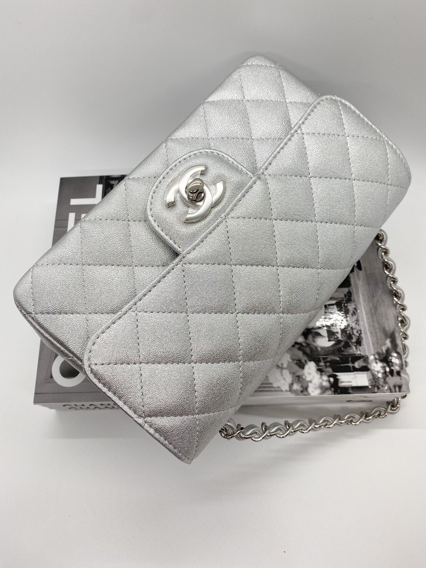 Chanel Silver Mini Rectangle Flap