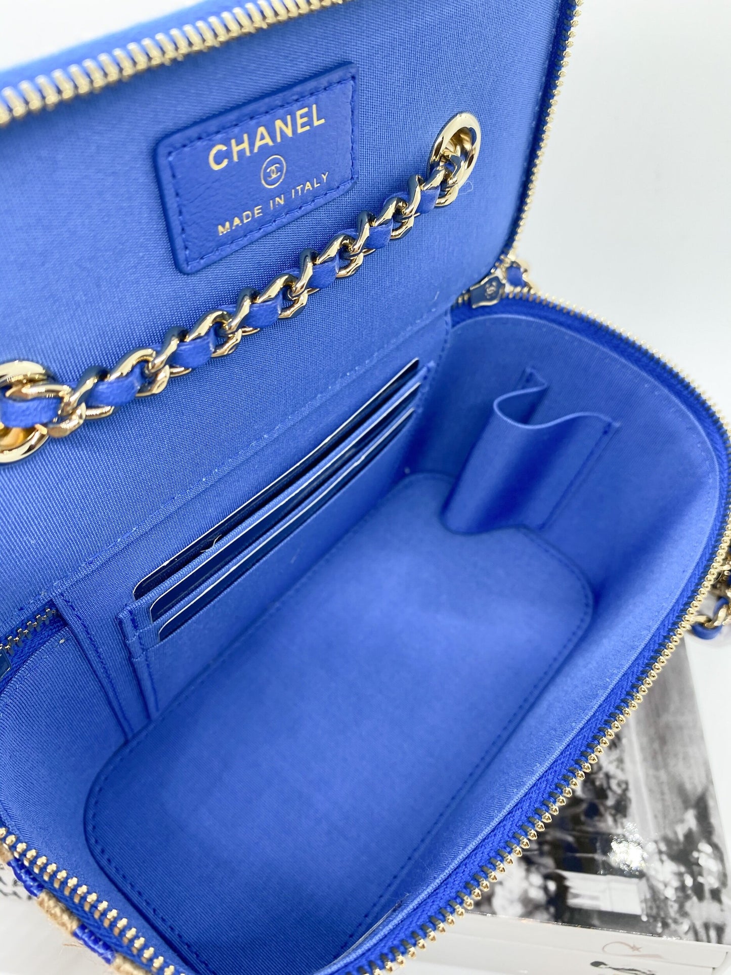 Chanel Raffia Vanity Bag (Blue)