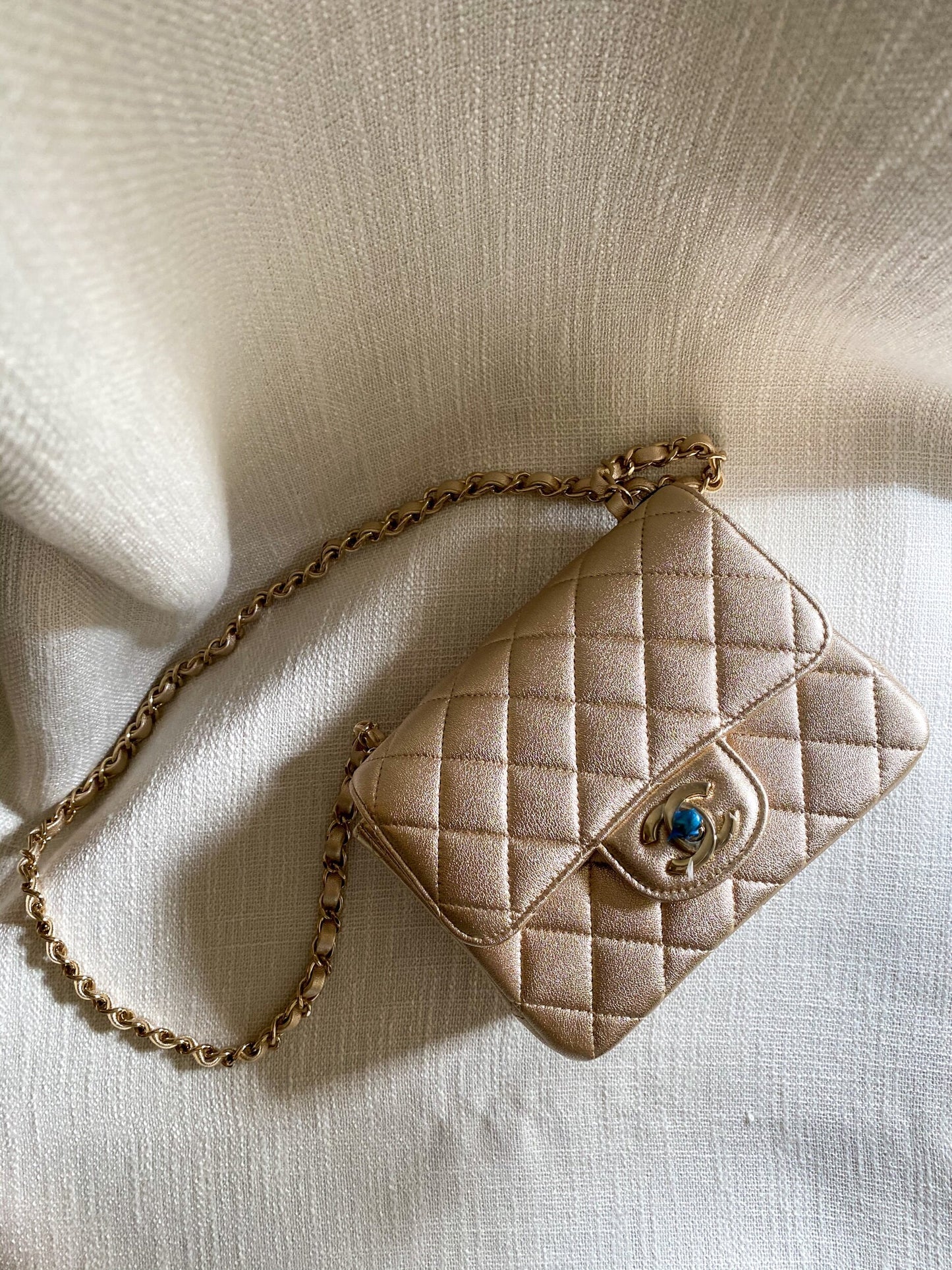 Chanel Gold Mini Square Classic Flap