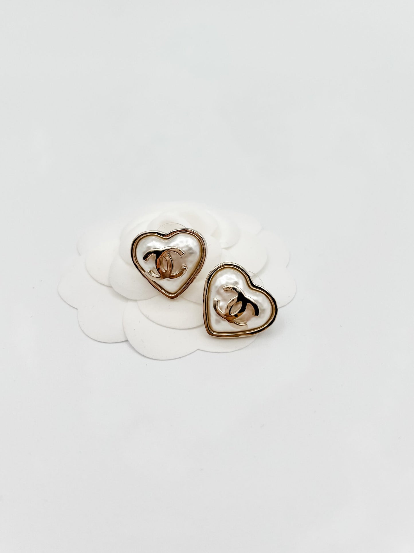 Chanel Pearl Heart Earrings