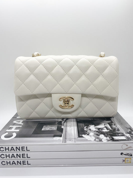 Chanel Classic Mini Flap (White)