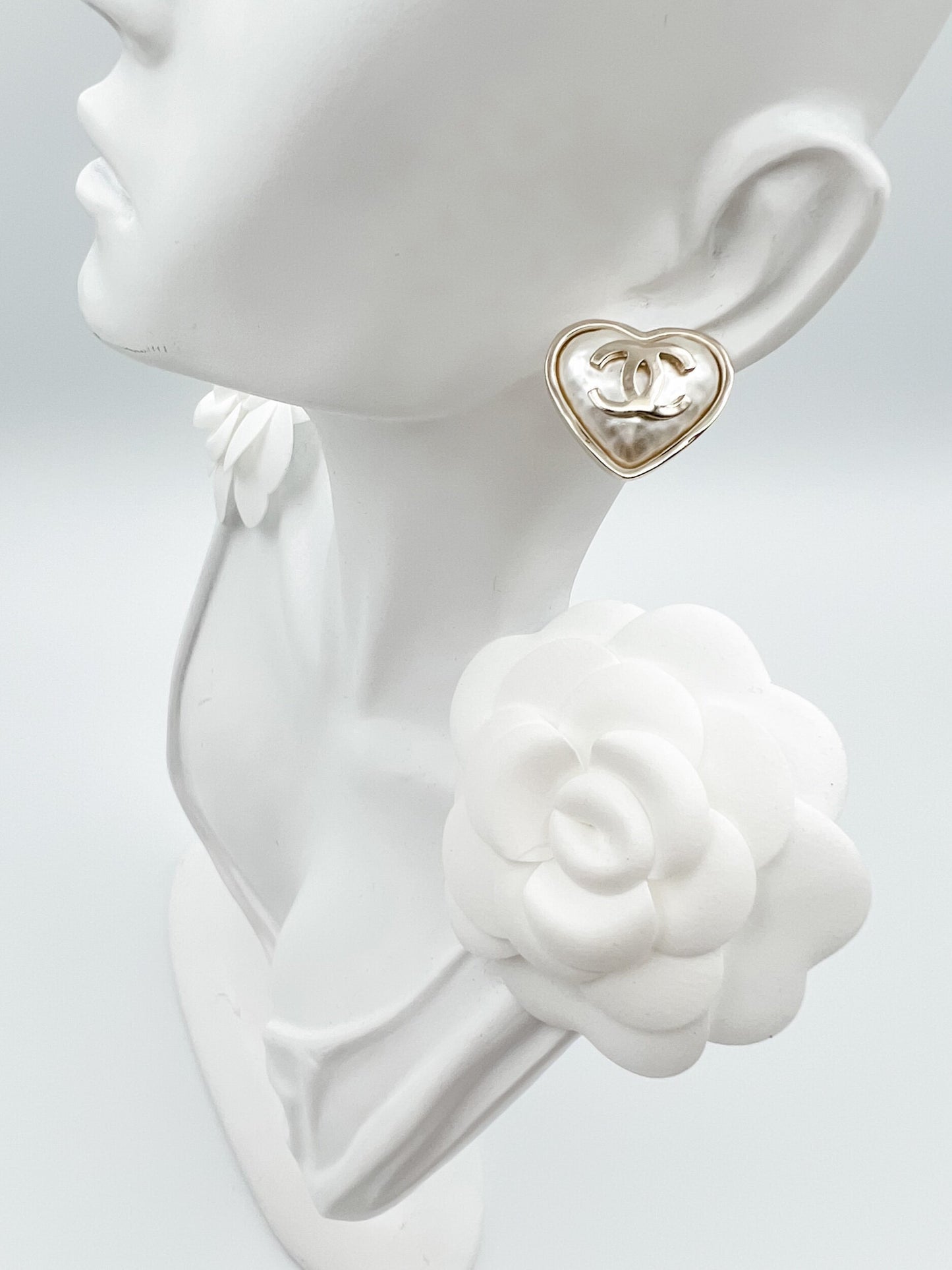Chanel Pearl Heart Earrings