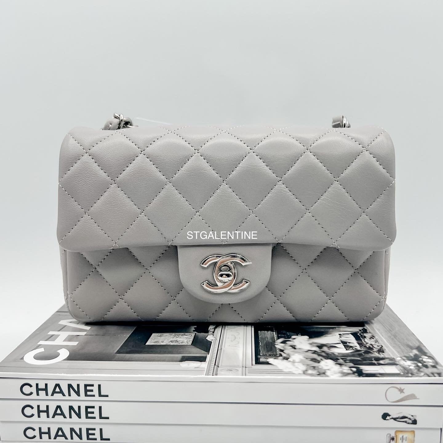 Chanel Gray Mini Rectangular Classic Flap