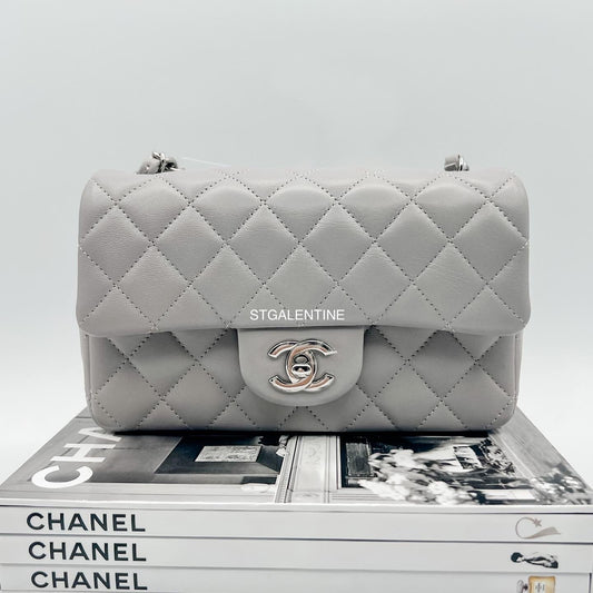 Chanel Gray Mini Rectangular Classic Flap