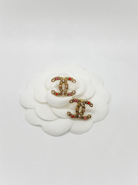 Chanel CC Logo Stud Earrings