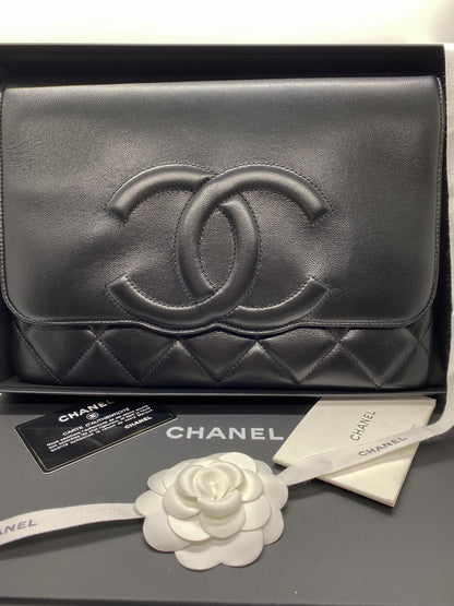 Chanel Black Lambskin Clutch
