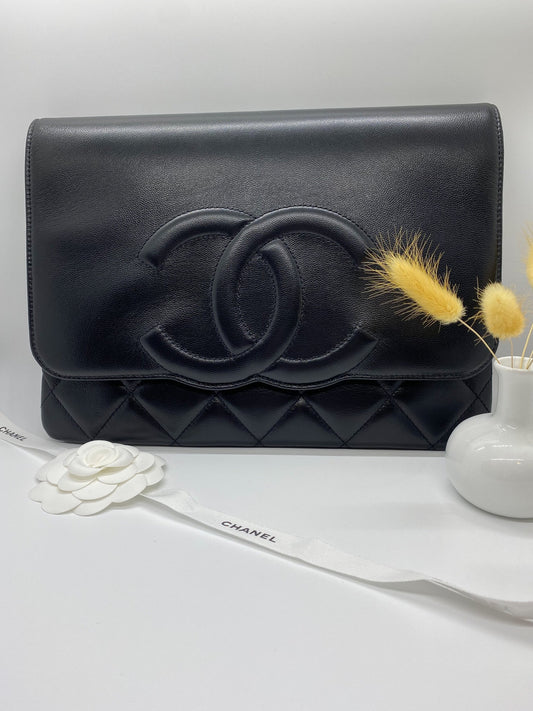 Chanel Black Lambskin Clutch