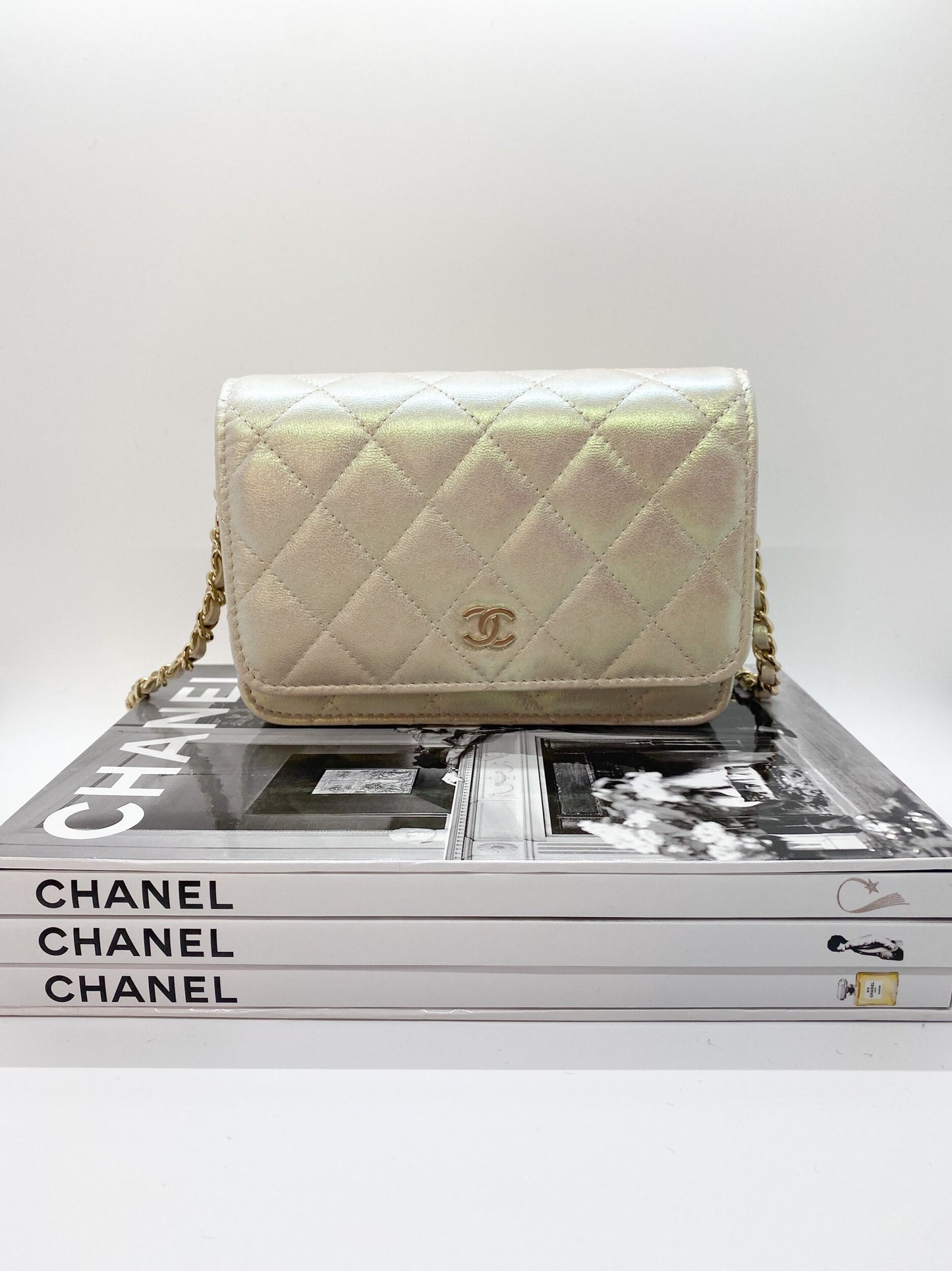 Chanel Mini Wallet On Chain in Iridiscent Ivory