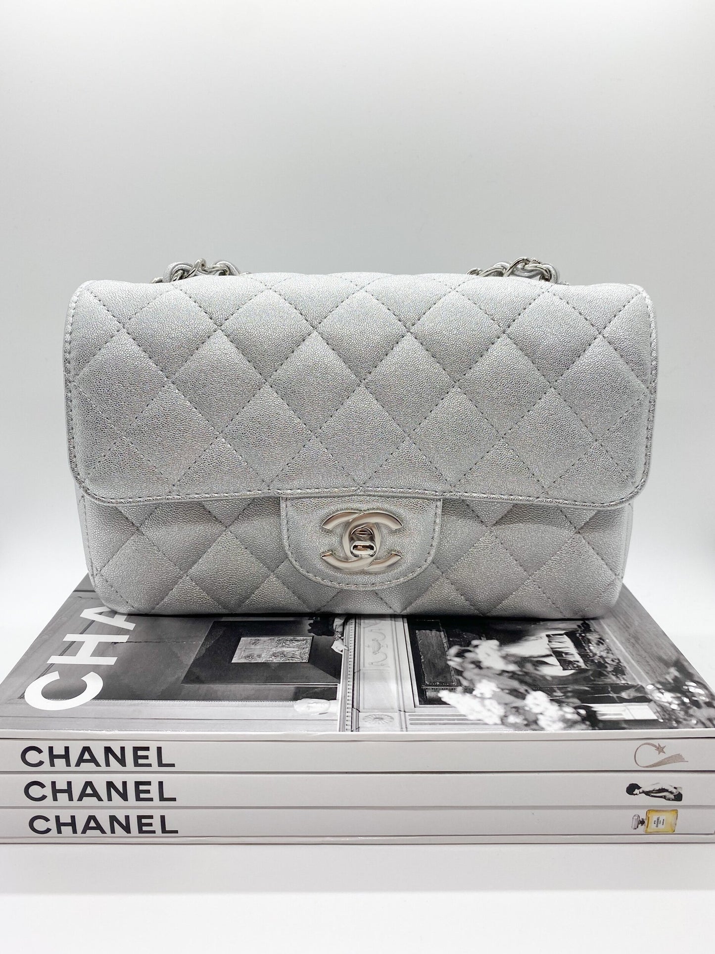 Chanel Silver Mini Rectangle Flap