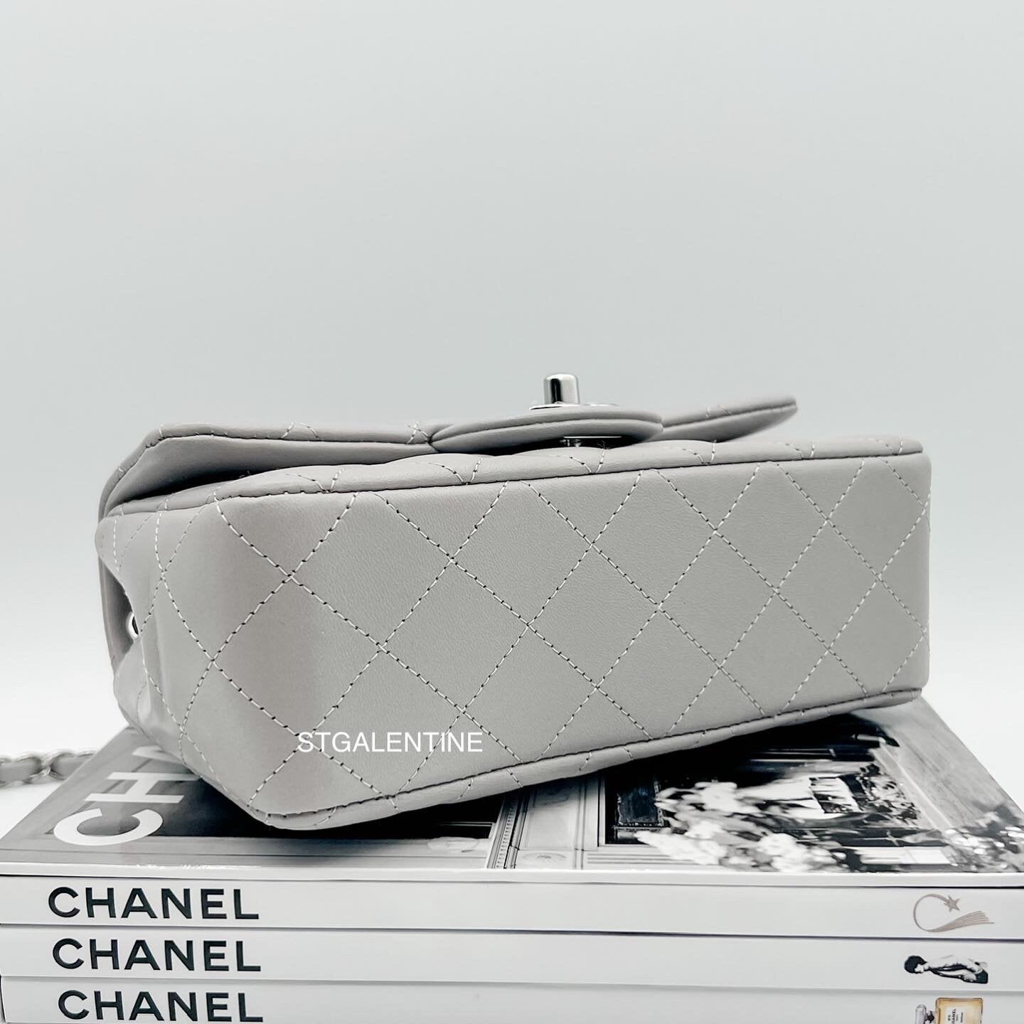 Chanel Gray Mini Rectangular Classic Flap