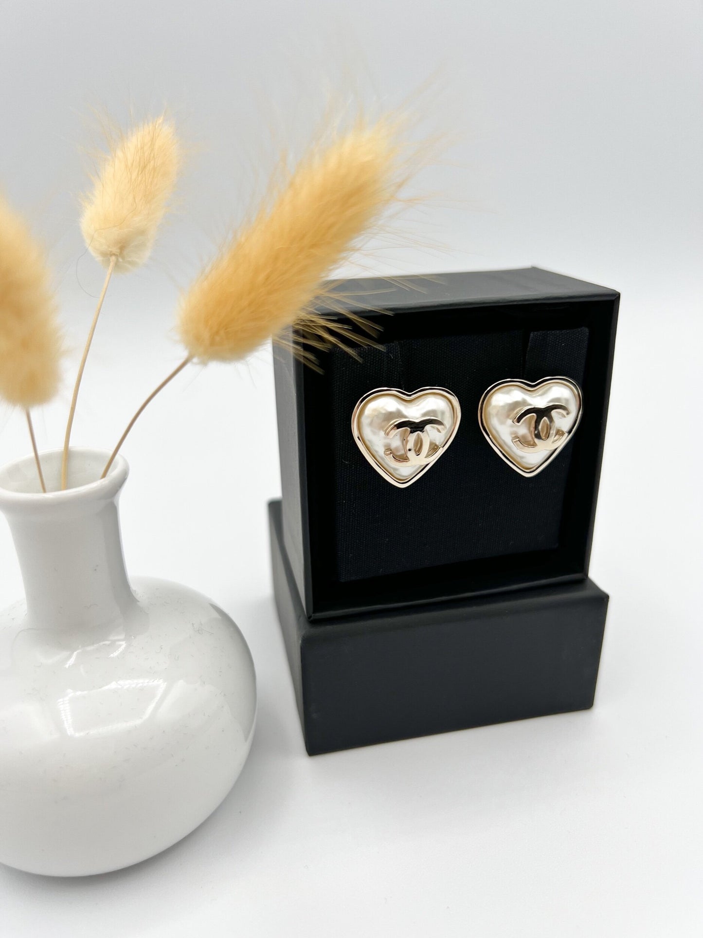 Chanel Pearl Heart Earrings