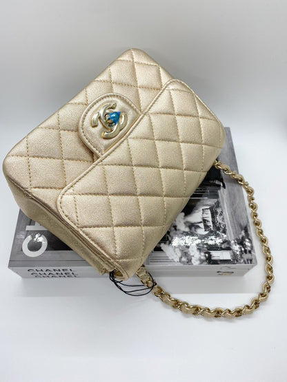 Chanel Gold Mini Square Classic Flap