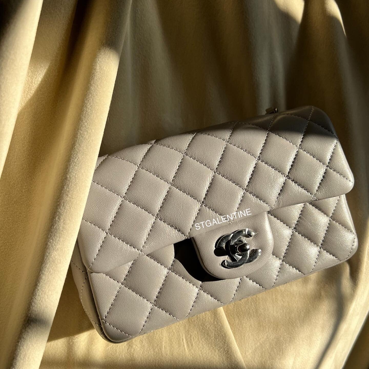 Chanel Gray Mini Rectangular Classic Flap