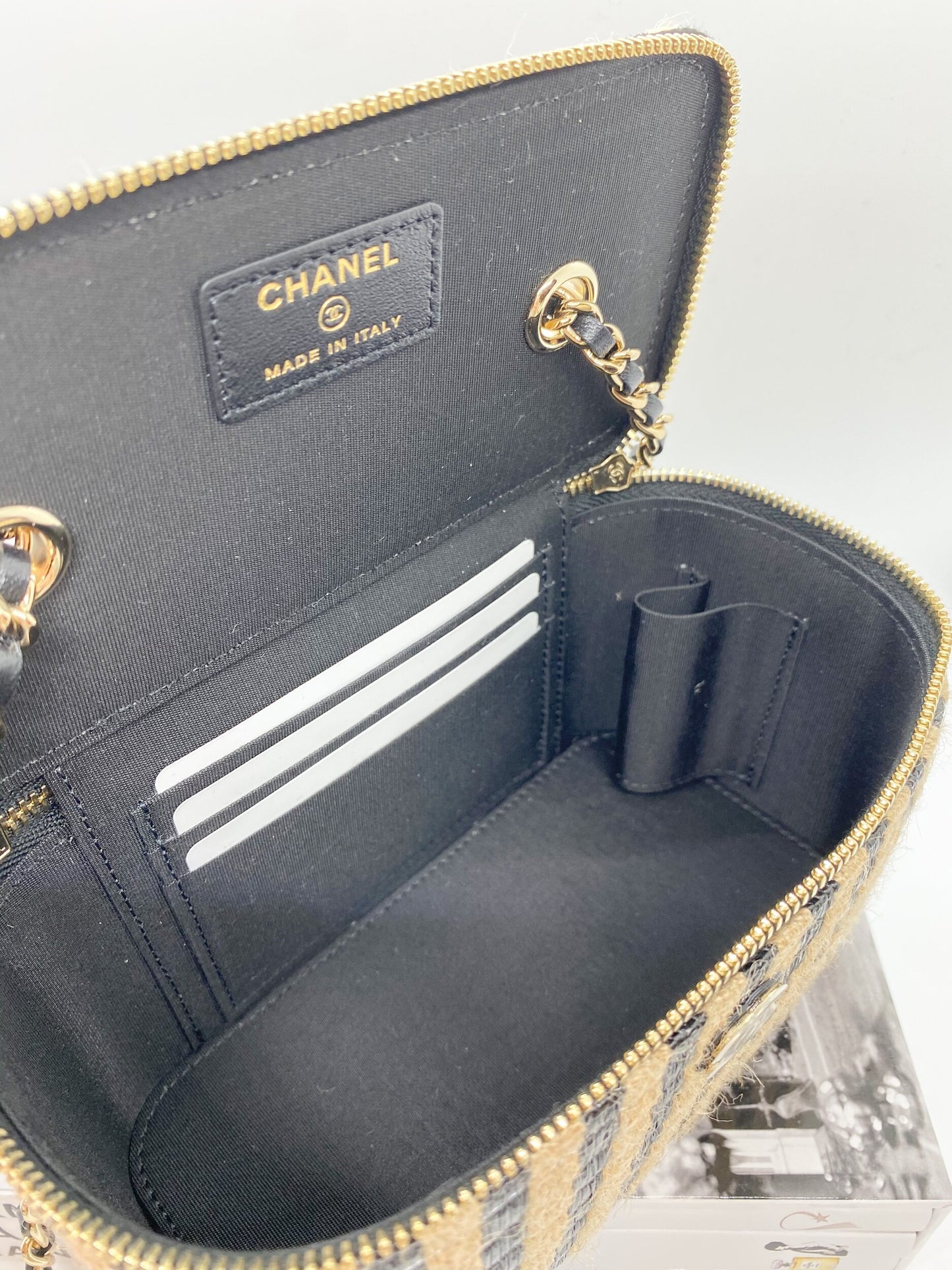 Chanel Raffia Vanity Bag (Black)