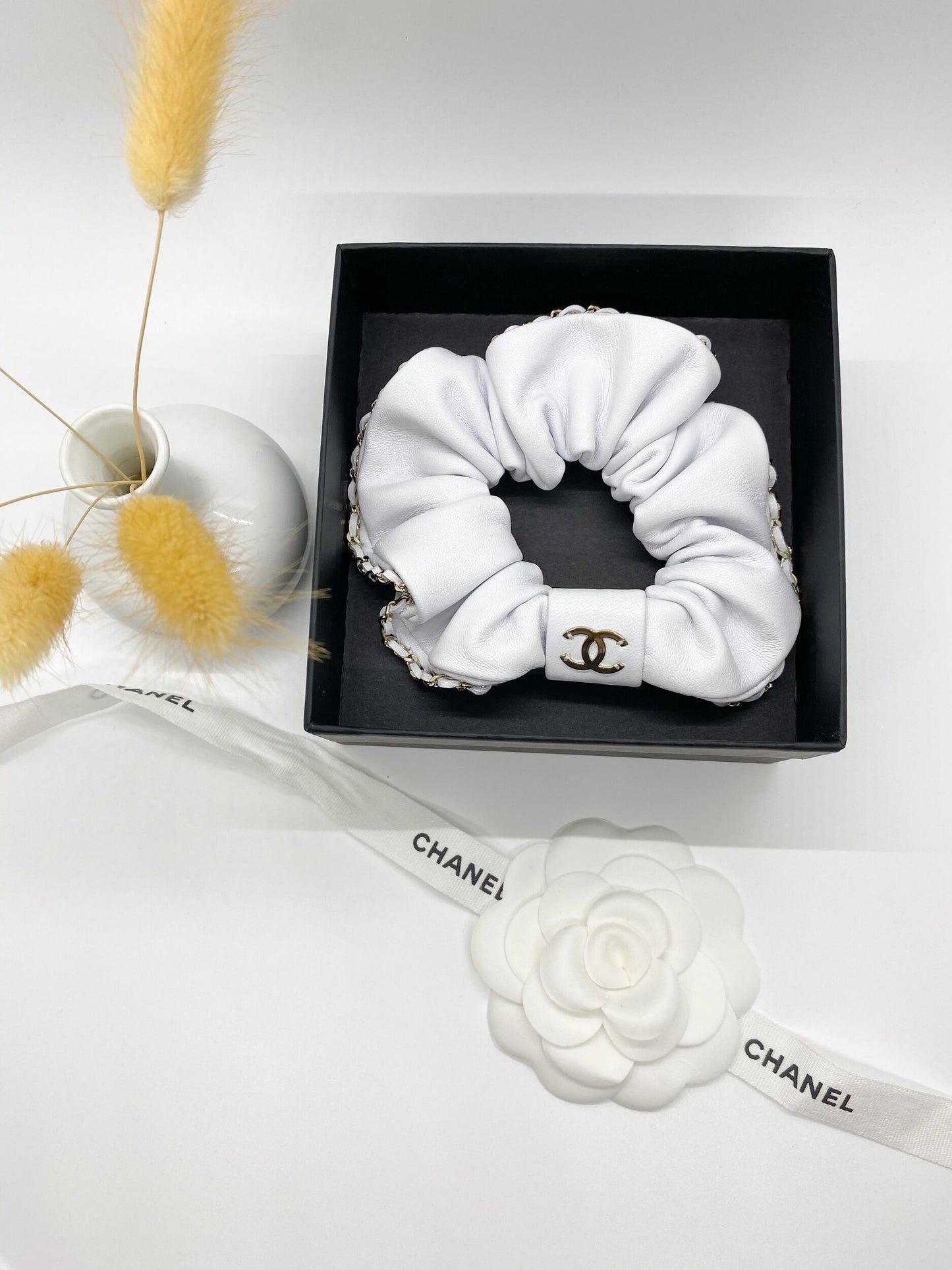 Chanel White Scrunchie
