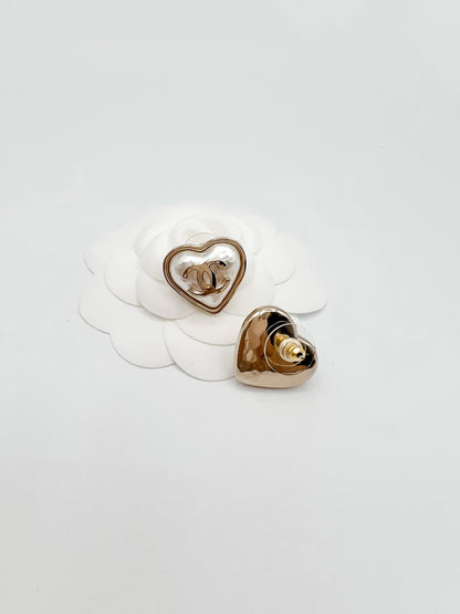 Chanel Pearl Heart Earrings