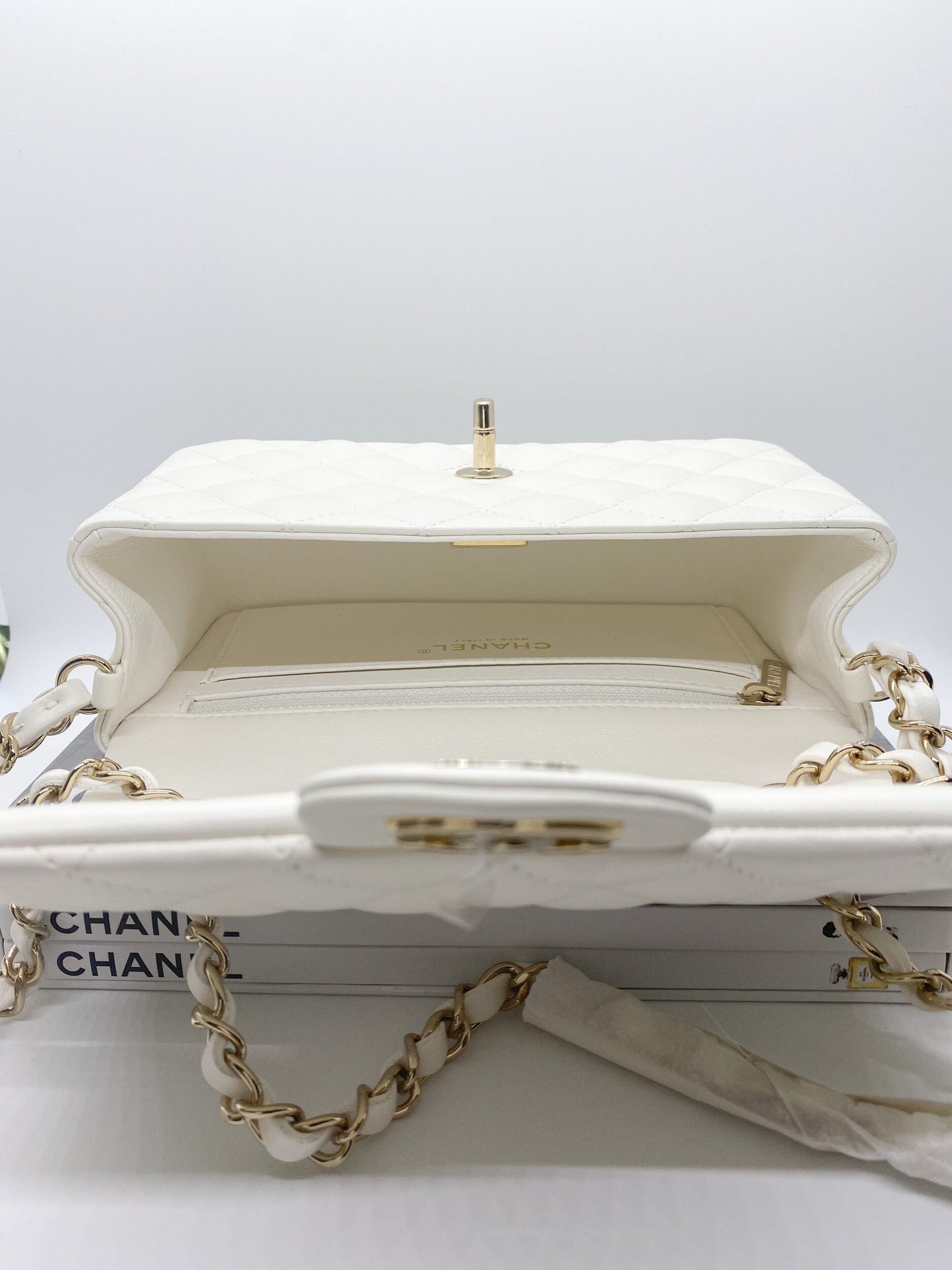Chanel Classic Mini Flap (White)