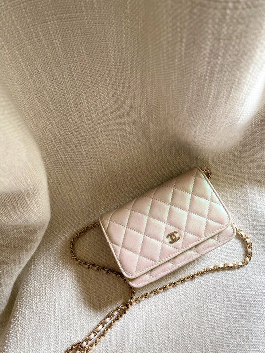 Chanel Mini Wallet On Chain in Iridiscent Ivory