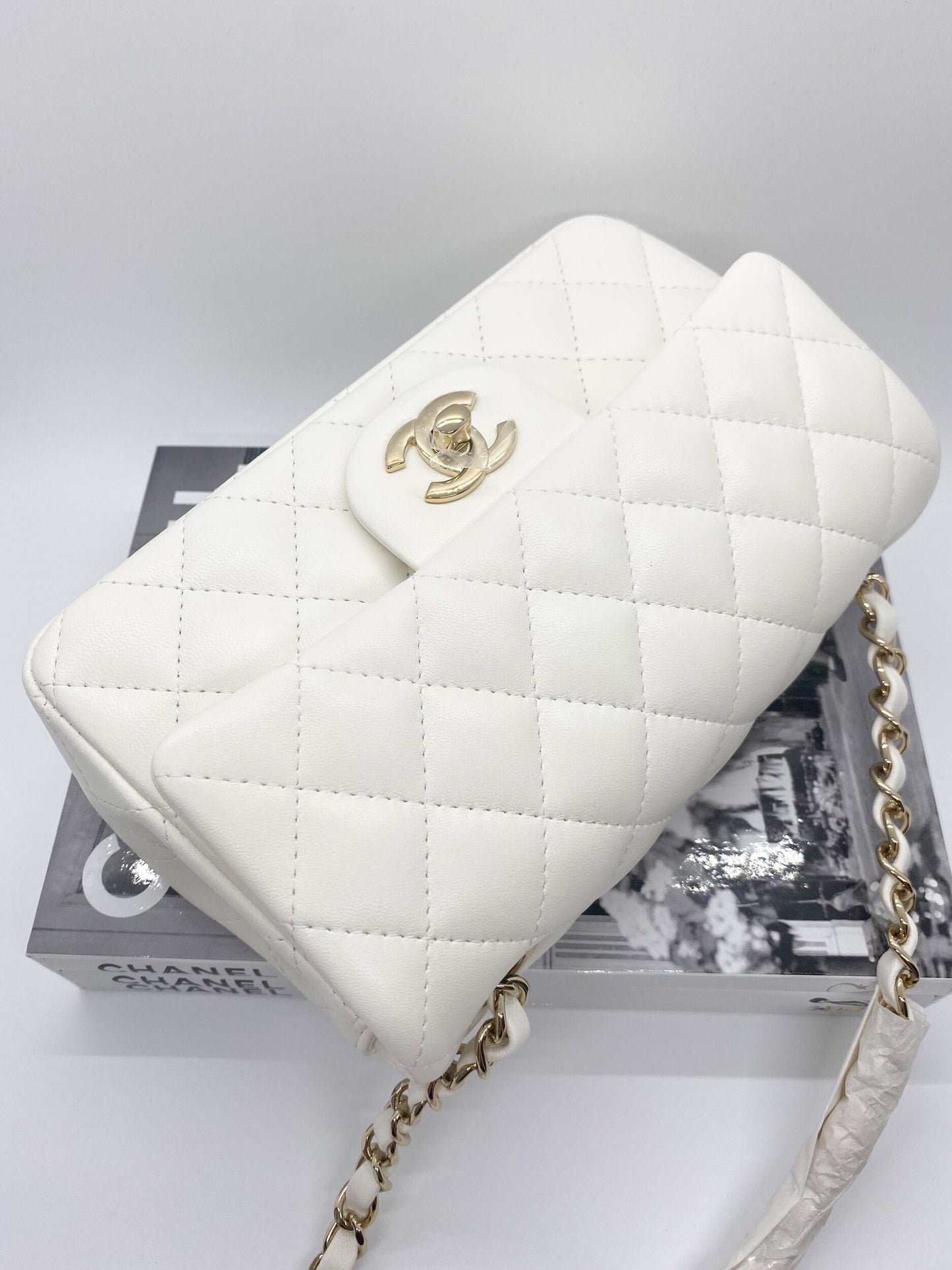 Chanel Classic Mini Flap (White)