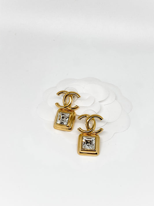 Chanel Gold Earrings with Crystal