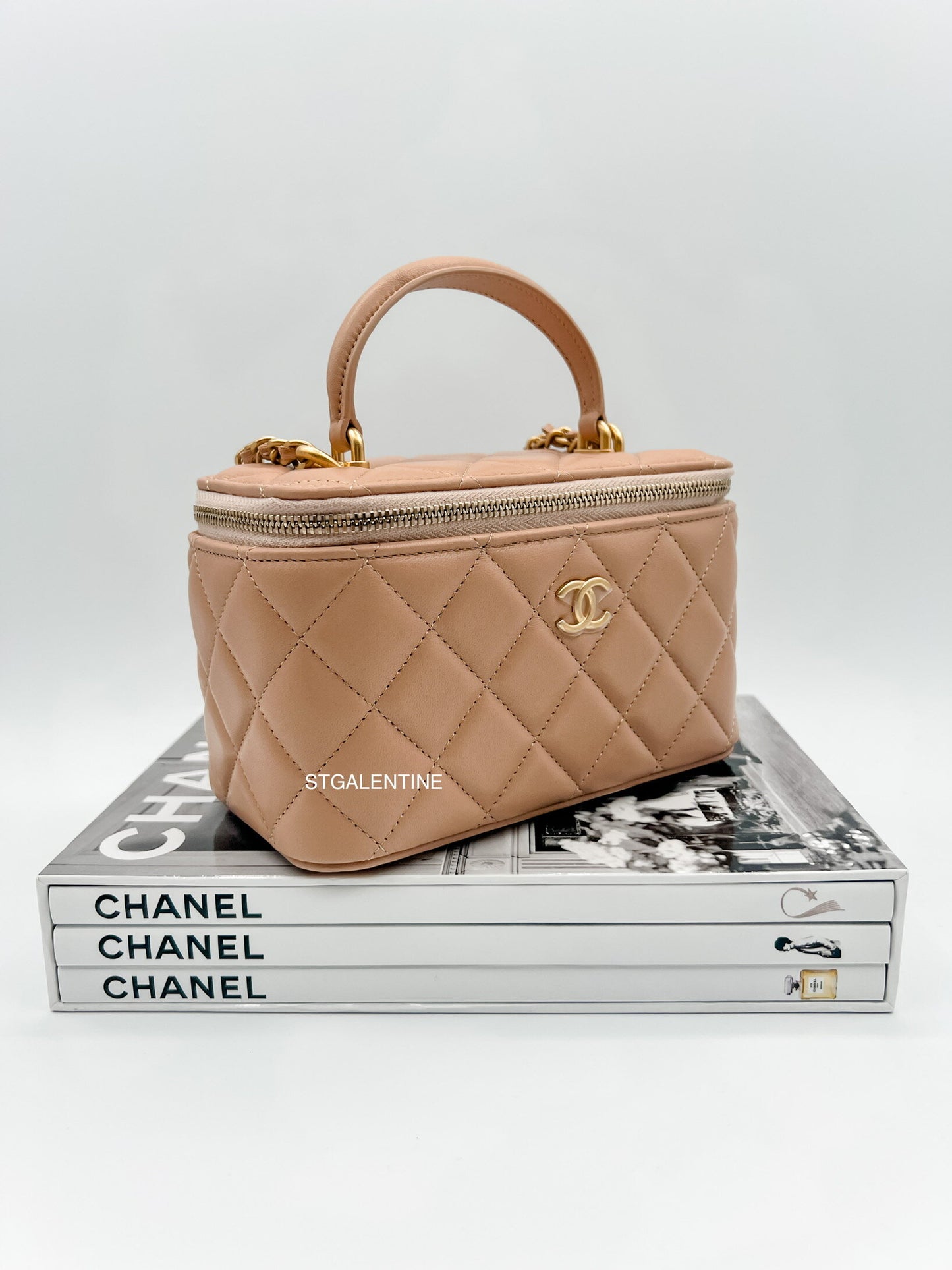Chanel Vanity Bag with Top Handle (Beige)