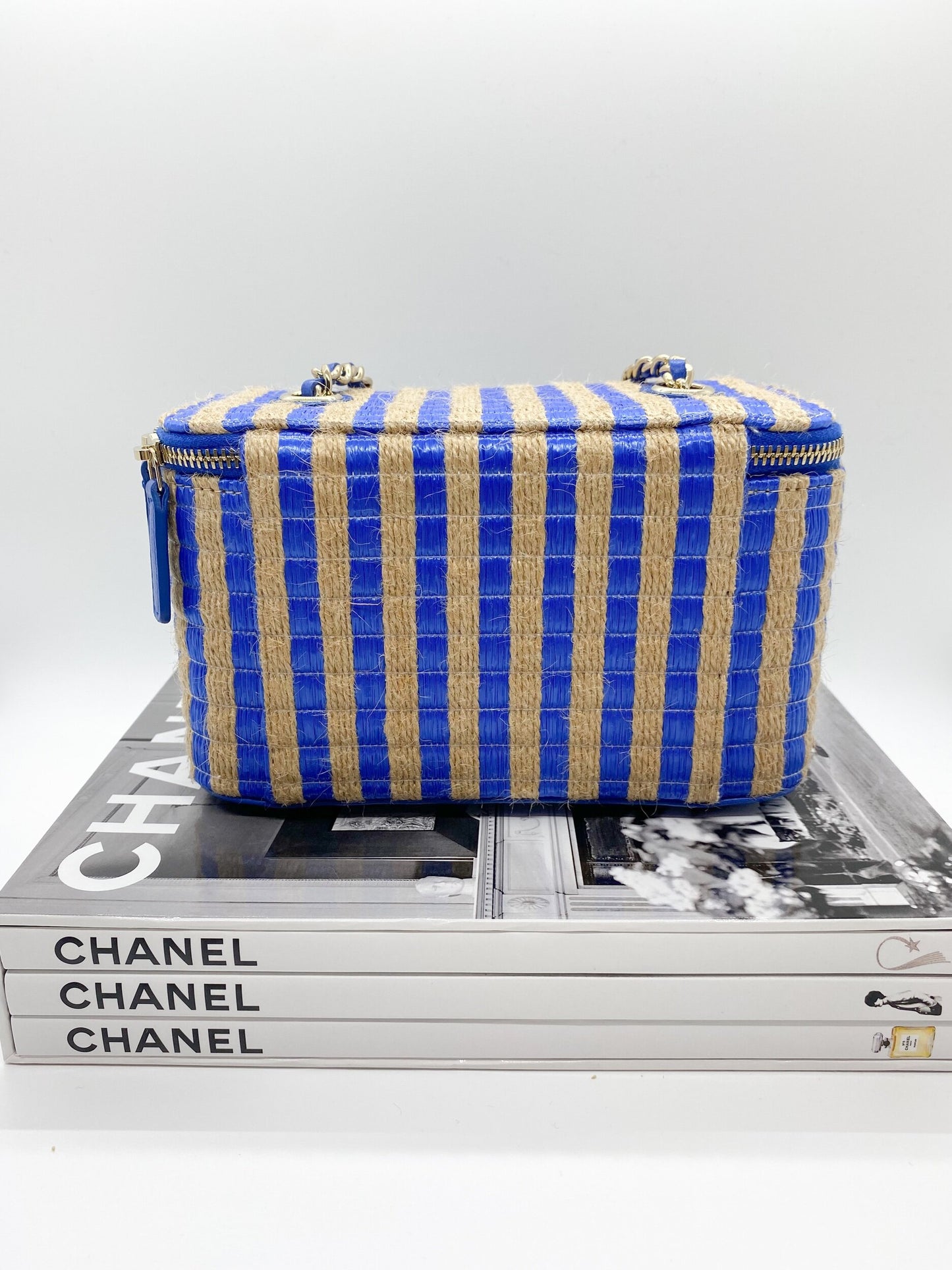 Chanel Raffia Vanity Bag (Blue)