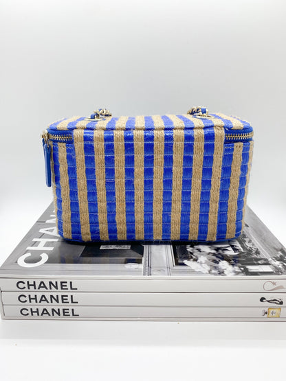 Chanel Raffia Vanity Bag (Blue)