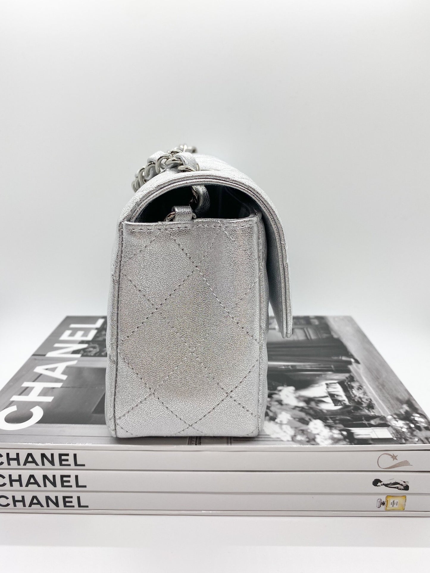 Chanel Silver Mini Rectangle Flap