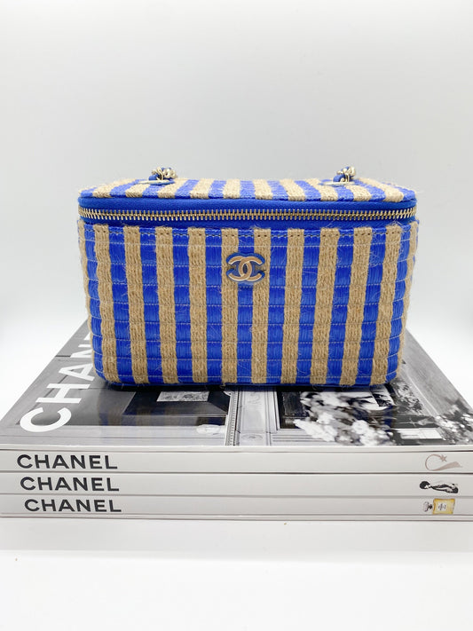 Chanel Raffia Vanity Bag (Blue)