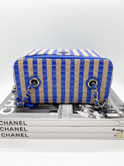 Chanel Raffia Vanity Bag (Blue)