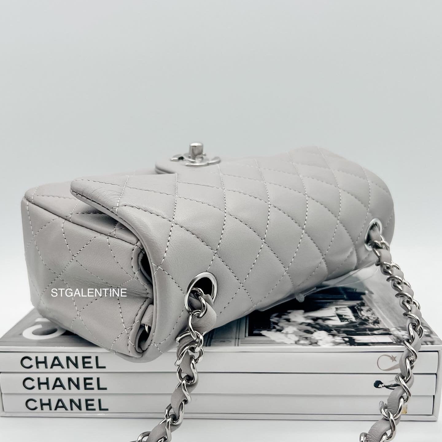Chanel Gray Mini Rectangular Classic Flap