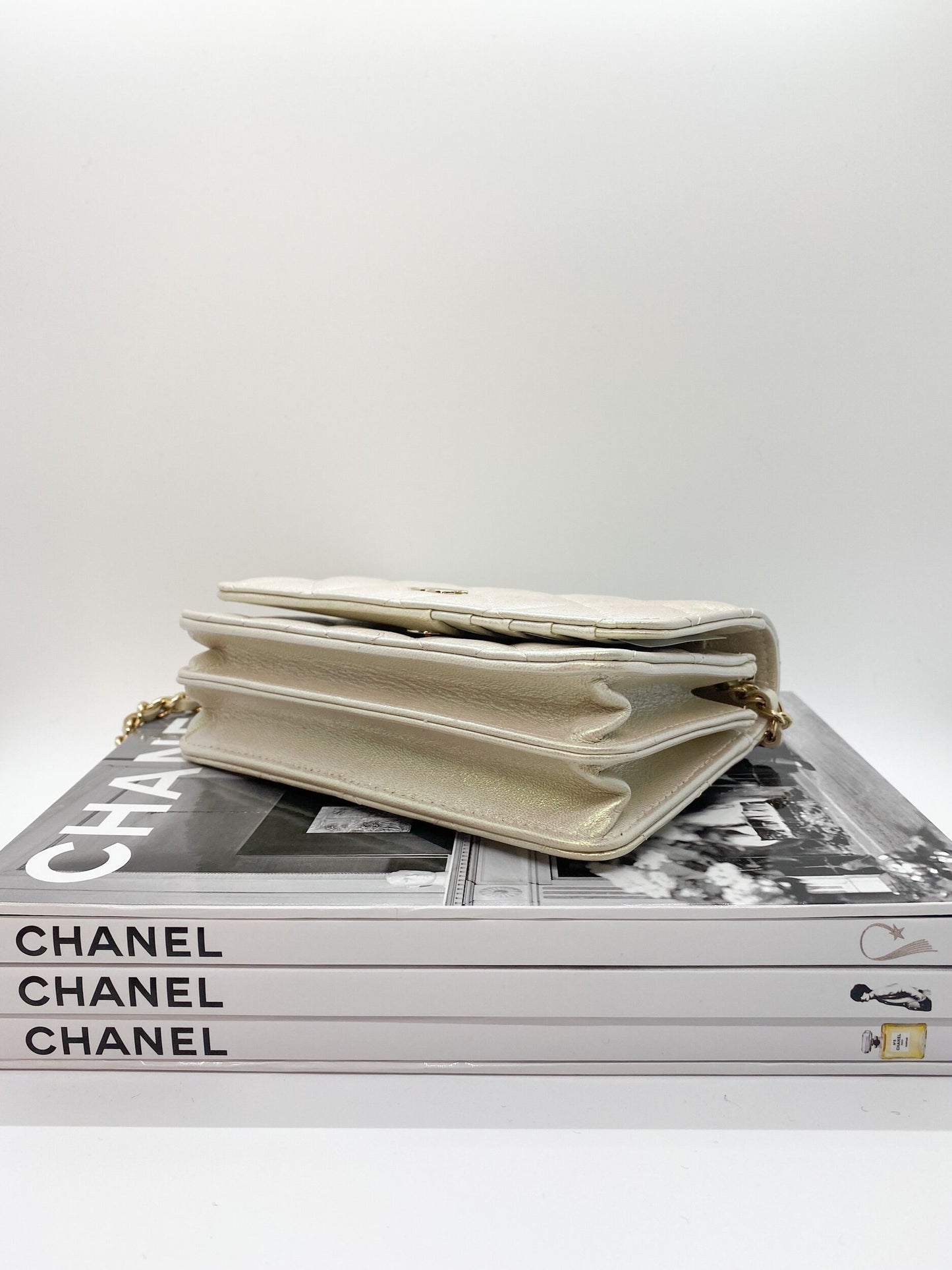 Chanel Mini Wallet On Chain in Iridiscent Ivory