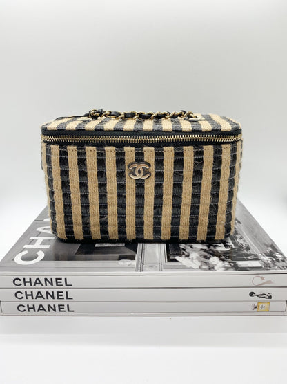 Chanel Raffia Vanity Bag (Black)