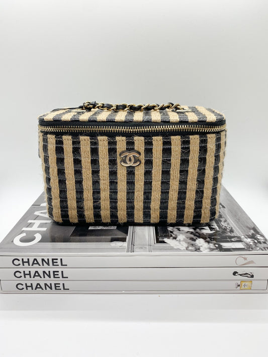 Chanel Raffia Vanity Bag (Black)
