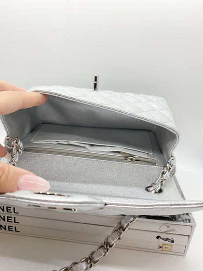 Chanel Silver Mini Rectangle Flap
