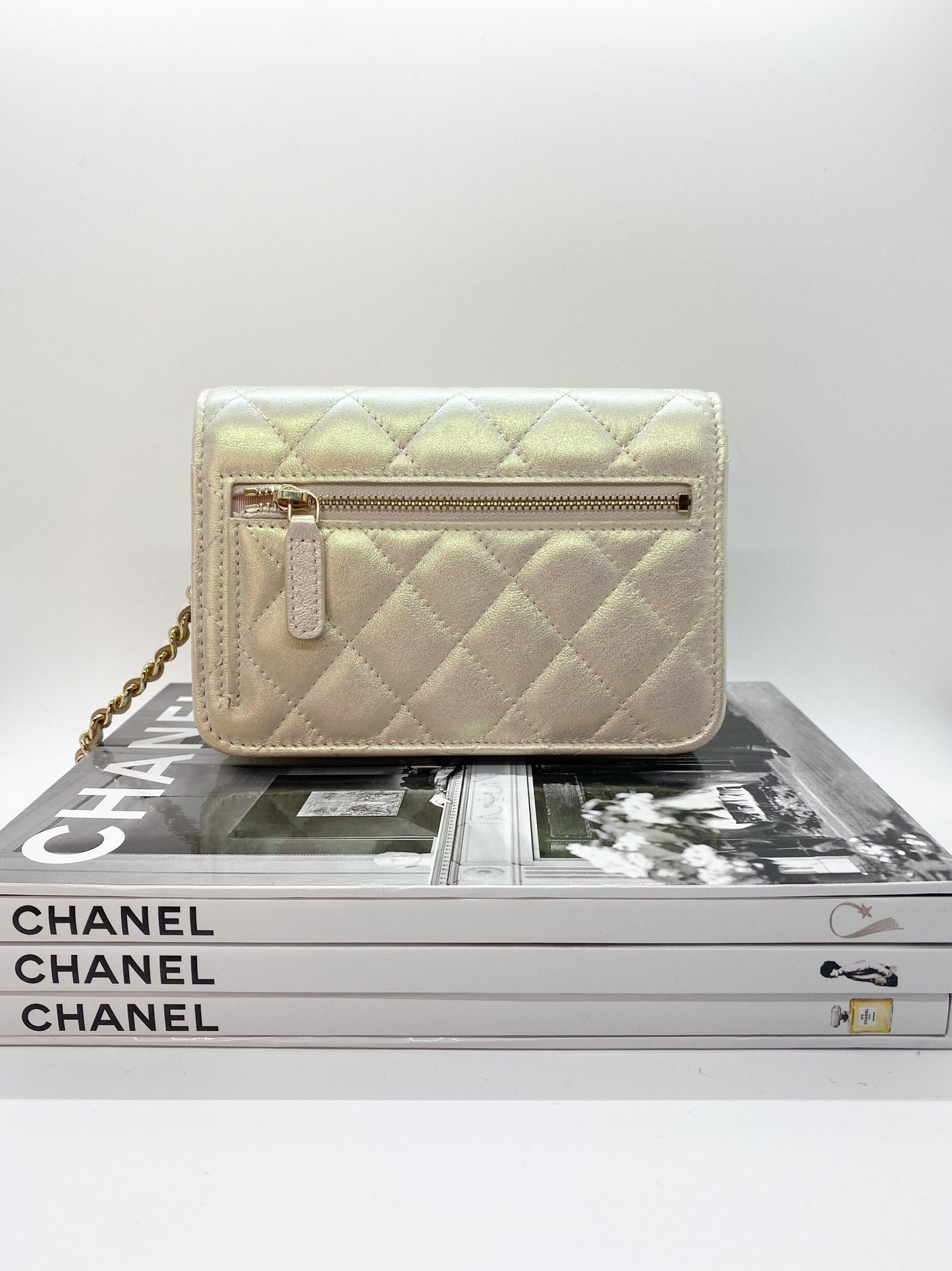 Chanel Mini Wallet On Chain in Iridiscent Ivory